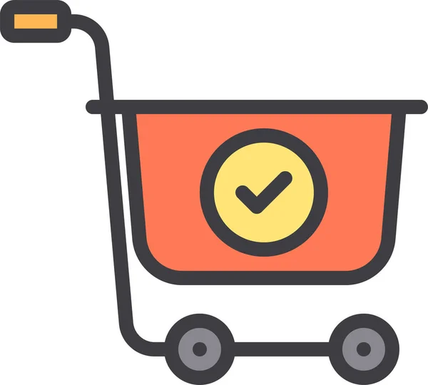 Cart Check Commerce Icon Filled Outline Style — Stock Vector