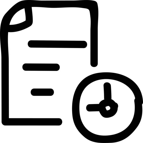 Reloj Plazo Documento Icono Estilo Dibujado Mano — Vector de stock