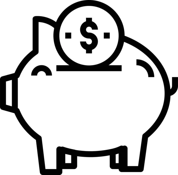 Bancaire Business Valuta Pictogram Grote Lijnen — Stockvector