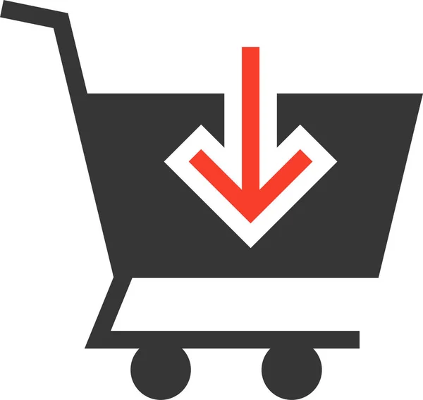 Cart Commerce Download Icoon Solide Stijl — Stockvector