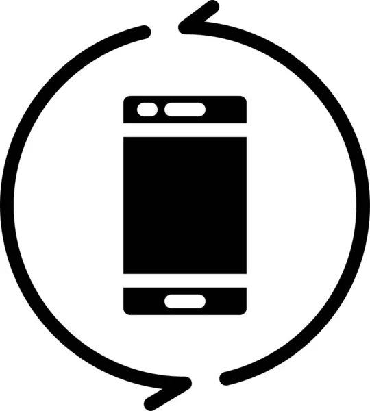 Intercambio Datos Icono Del Teléfono Inteligente Estilo Sólido — Vector de stock