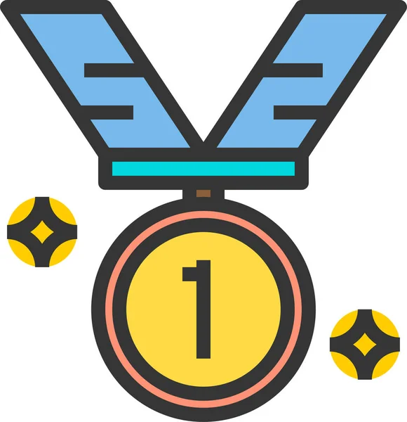 Значок Награждения Медалями Стиле Заполненного Контура — стоковый вектор