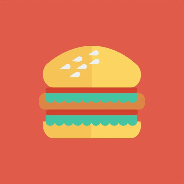 Rundvlees Hamburger Gekookt Pictogram Platte Stijl — Stockvector