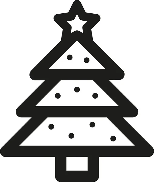Icône Décoration Arbre Noël Dans Style Contour — Image vectorielle