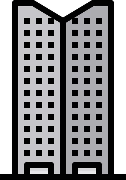 Edifício Arranha Céus Ícone Torre —  Vetores de Stock