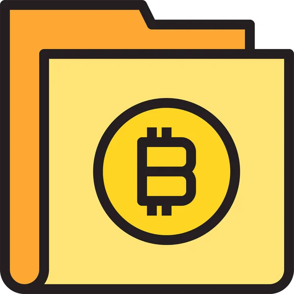 Bitcoin Folder Payment Icon Filled Outline Style — Stock Vector