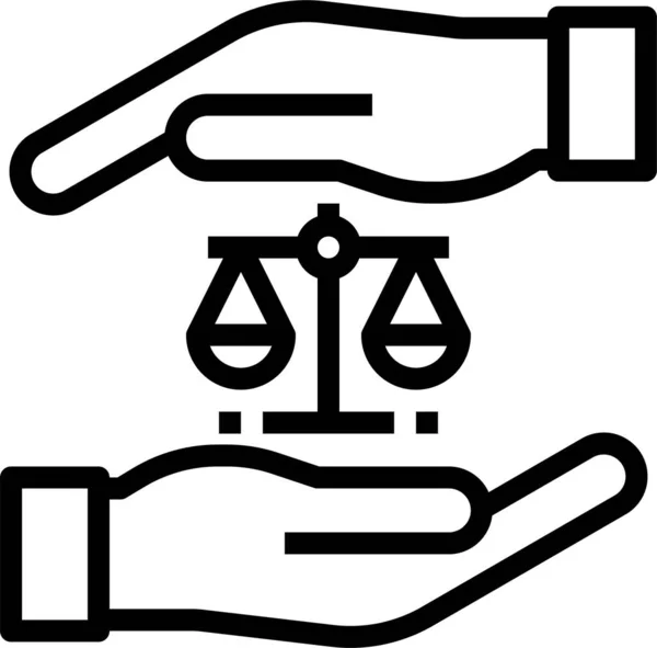 Adalet Hukuku Simgesini Ana Hatlarıyla Yargıla — Stok Vektör