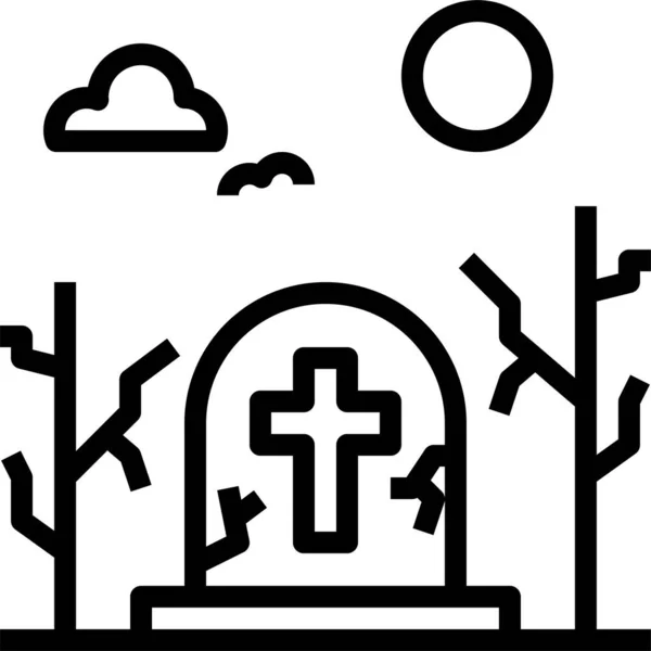 Graveyard Halloween Party Icon Outline Style — Stock Vector