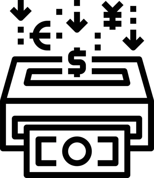 Ikona Bankowej Waluty Gotówkowej Zarysie — Wektor stockowy