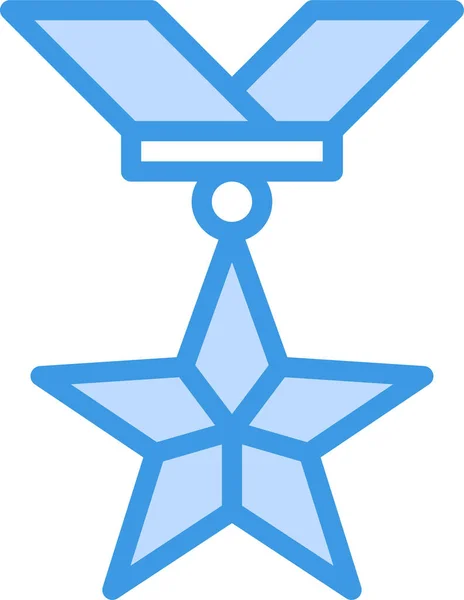 Μετάλλιο Βραβείο Σήμα Εικονίδιο Στυλ Γεμάτο Περίγραμμα — Διανυσματικό Αρχείο