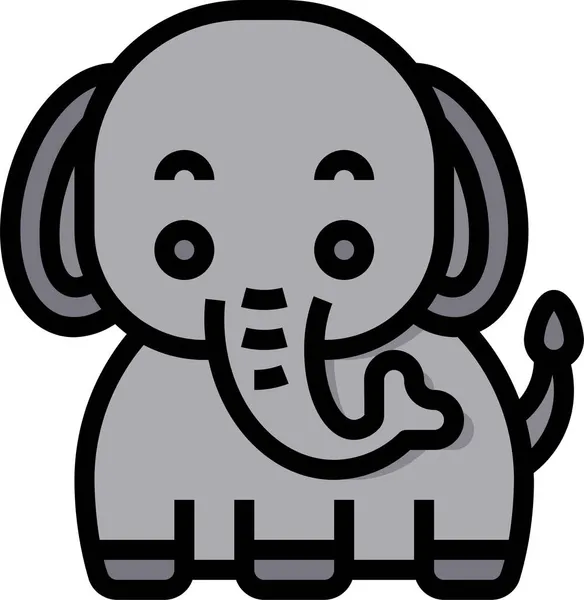 Слон Тварина Дика Значок Заповненому Стилі — стоковий вектор