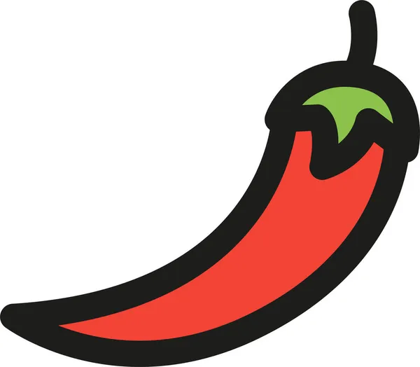 Pfeffer Chili Essen Ikone Ausgefüllten Outline Stil — Stockvektor