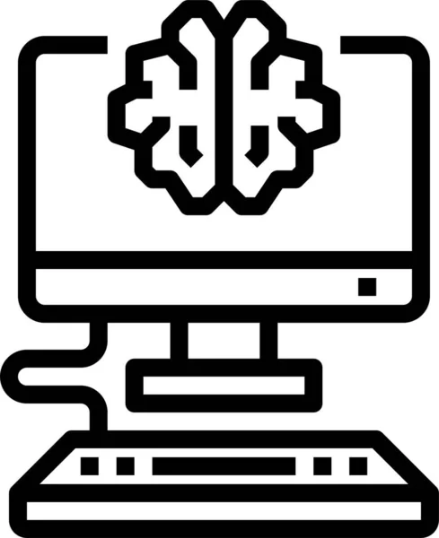Icône Artificielle Ordinateur Cerveau — Image vectorielle