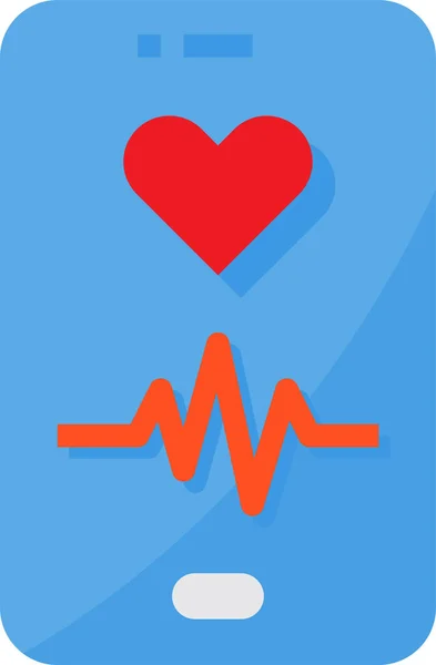 移动设备 应用程序类别中的医疗保健爱心图标 — 图库矢量图片