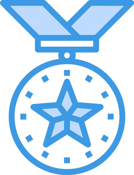 Medaile Odměna Odznak Ikona Stylu Vyplněné Osnovy — Stockový vektor