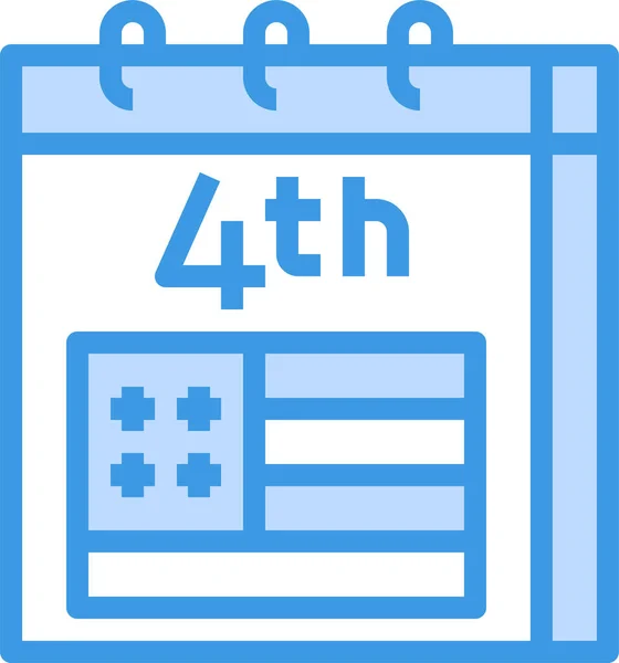 カレンダー アメリカ独立アイコンを記入アウトライン形式で表示 — ストックベクタ