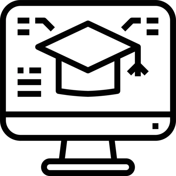 Icône Graduation Éducation Informatique Dans Style Contour — Image vectorielle