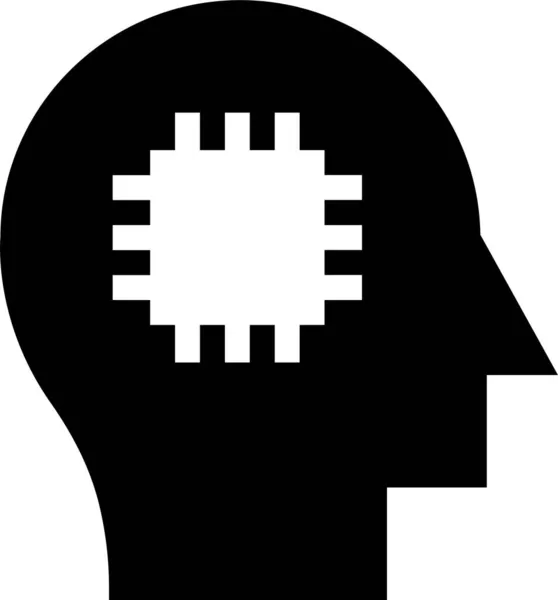 Cerebro Encaja Icono Cabeza Estilo Sólido — Vector de stock