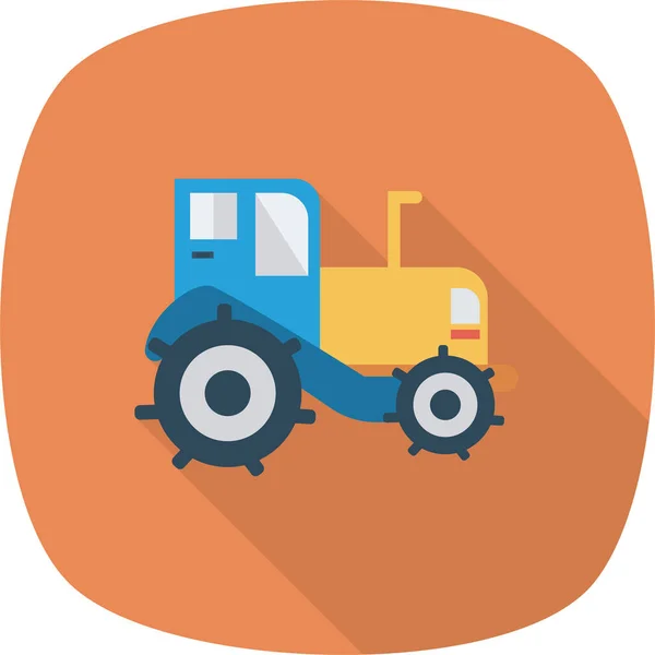 Icône Tracteur Agricole Automobile Dans Style Ombre Longue — Image vectorielle