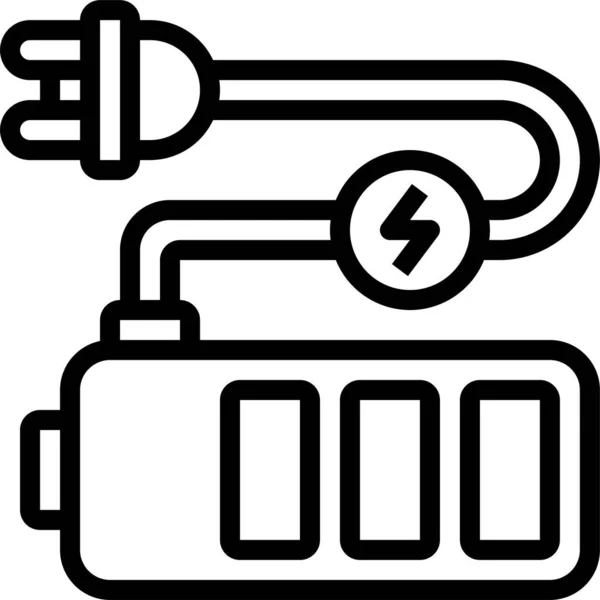 Elektrische Voertuig Batterij Pictogram Omtrek Stijl — Stockvector