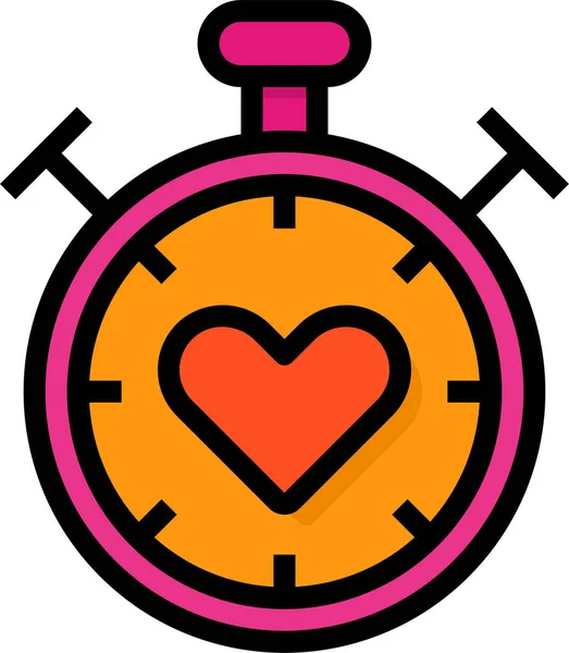 Stopwatch Corazón Amor Icono Estilo Contorno Lleno — Archivo Imágenes Vectoriales