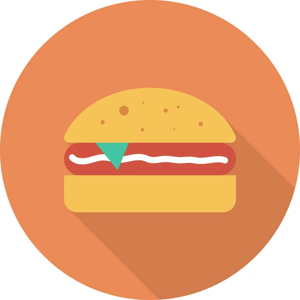 Hamburger Chickenburger Icona Veloce Stile Ombra Lunga — Vettoriale Stock