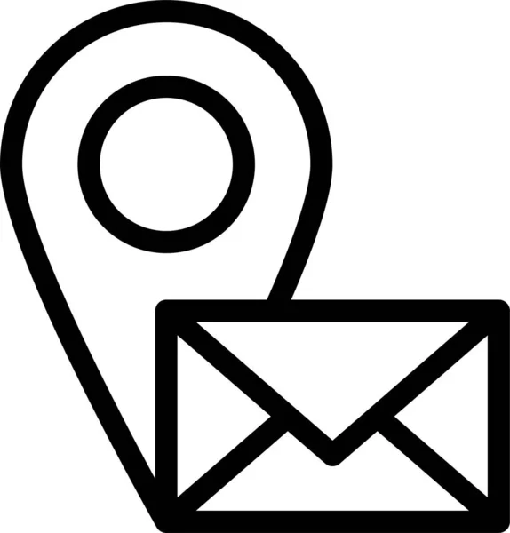 Mail Gps Locatie Pictogram Omtrek Stijl — Stockvector