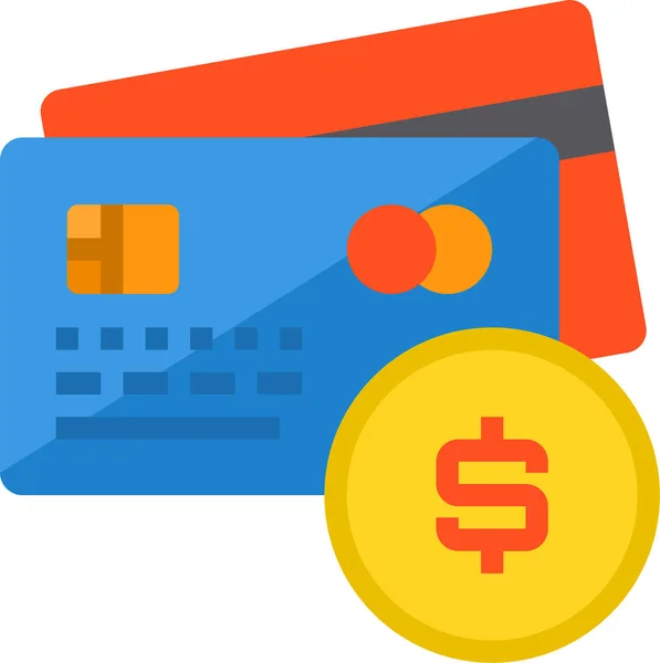 Bankovnictví Koupit Ikonu Kreditní Karty Plochém Stylu — Stockový vektor