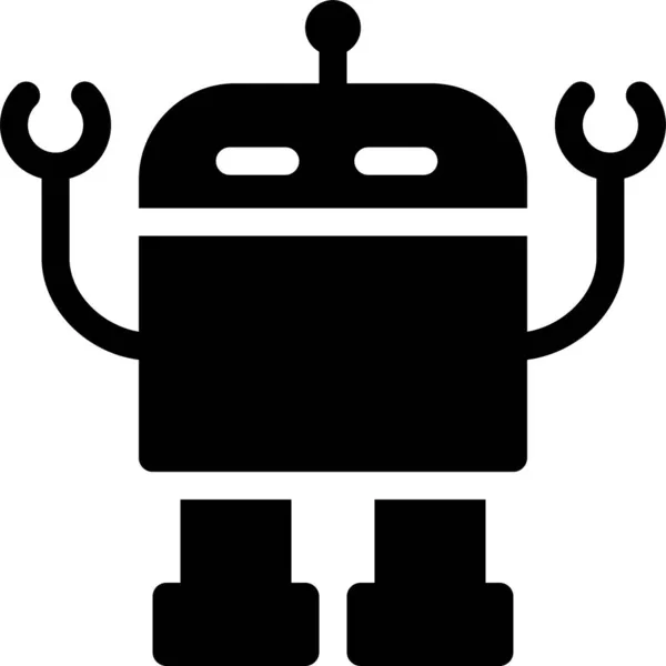 Icona Della Scienza Del Robot Android Stile Solido — Vettoriale Stock