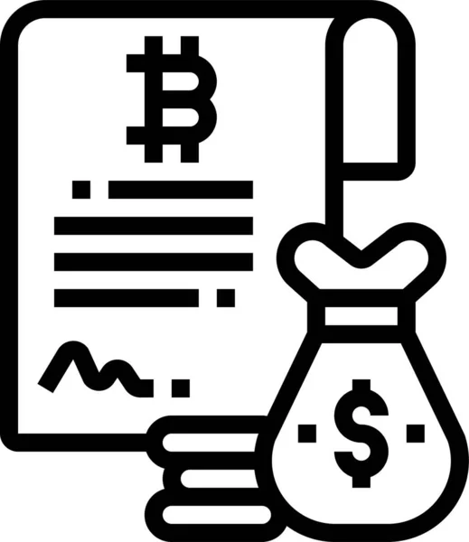 Grand Livre Bitcoin Icône Crypto Monnaie Dans Style Contour — Image vectorielle