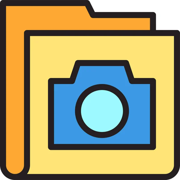 Camera Folder Photo Icon Filled Outline Style — Stock Vector