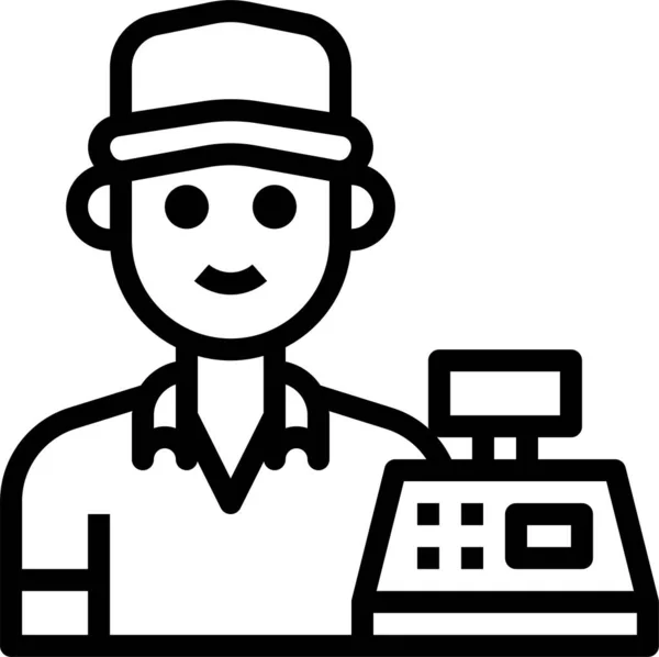 Man Kassier Avatar Pictogram — Stockvector