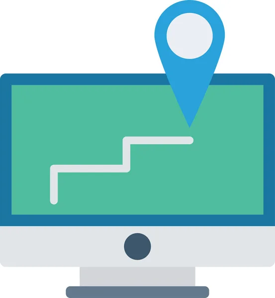 Ícone Mapa Localização Gps Estilo Plano —  Vetores de Stock