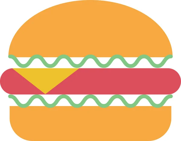 Fastfood Food Hamburger Ikone Flachen Stil — Stockvektor