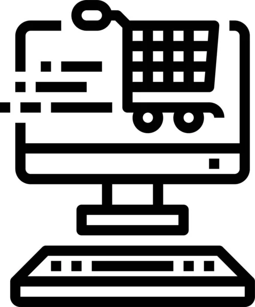 Carrinho Ícone Comércio Eletrônico Computador Categoria Comércio Eletrônico Compras — Vetor de Stock