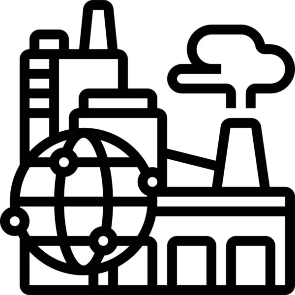 Industrial Factory Plant Icon Outline Style — Stock Vector