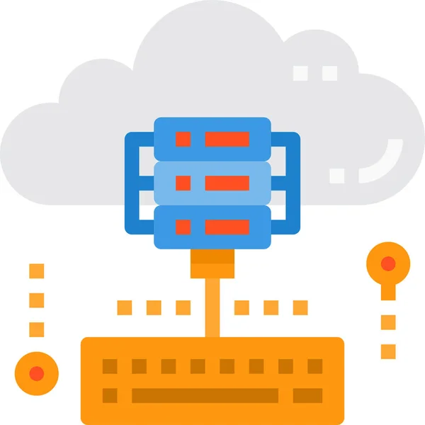 Cloud Datenbank Icon Flachen Stil — Stockvektor