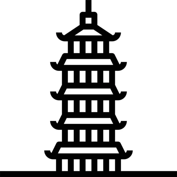 Pagoda Chiny Punkt Orientacyjny Ikona — Wektor stockowy