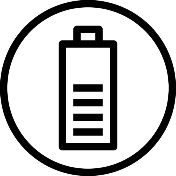 Batterij Essentiële Helft Pictogram Omtrek Stijl — Stockvector