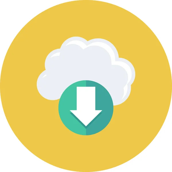 Cloud Daten Download Symbol Flachen Stil — Stockvektor