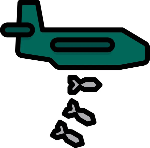 Икона Военного Самолета Армии Стиле Заполненного Контура — стоковый вектор