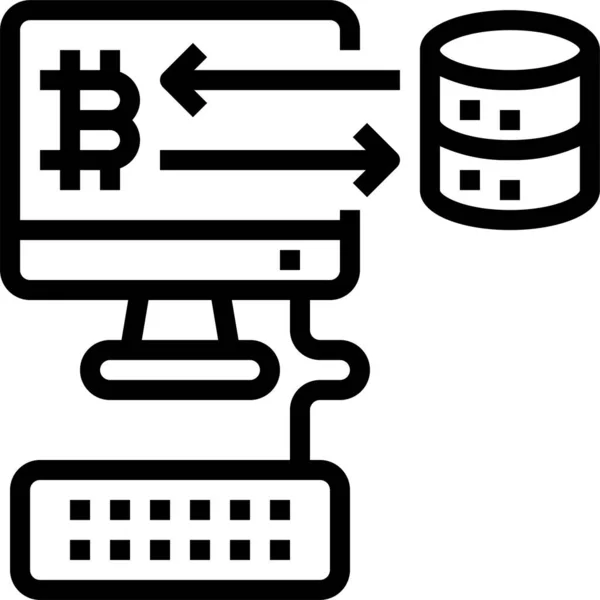 Bitcoin Criptomoneda Icono Digital Estilo Esquema — Vector de stock