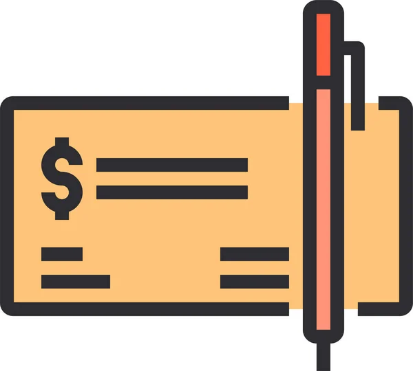 Banking Business Check Icon Filled Outline Style — Stock Vector