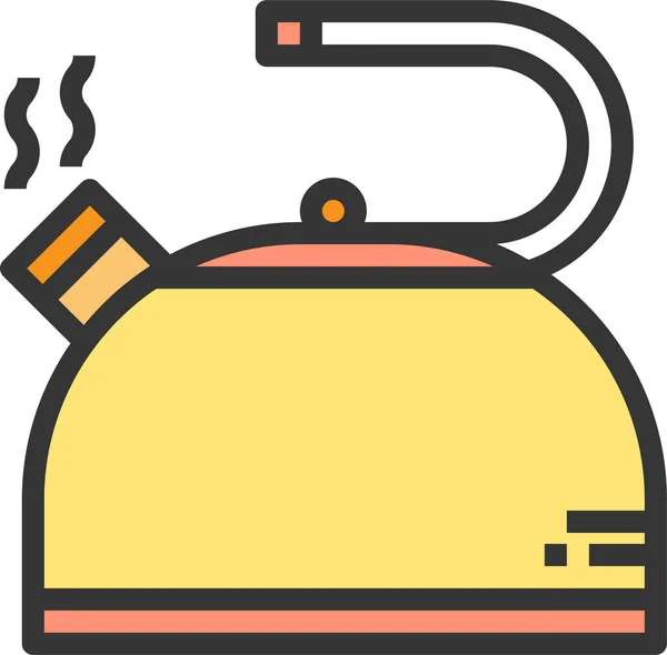 Значок Побутового Чайника Кухонного Посуду Заповненому Стилі — стоковий вектор