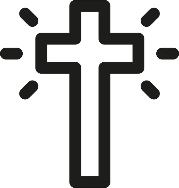 Cross Christian Church Icon Outline Style — Stock Vector