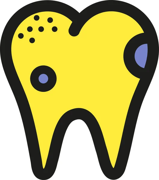 Ανθυγιεινά Δόντια Οδοντιατρική Εικόνα Στυλ Γεμάτο Περίγραμμα — Διανυσματικό Αρχείο