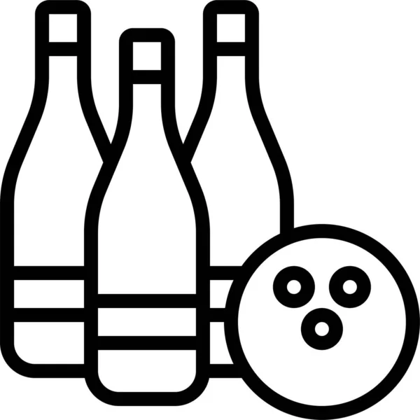 Ikon Hobi Bowling Aktivitas Dalam Gaya Garis Besar - Stok Vektor