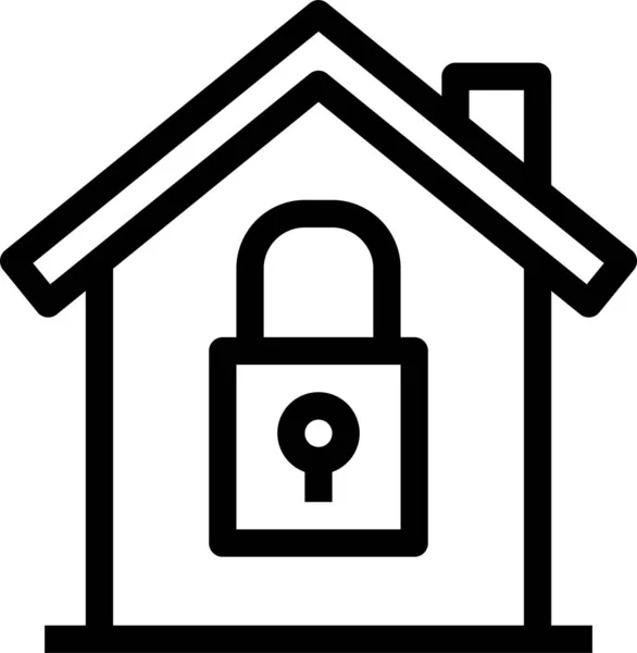 Home Lock Tulajdonság Ikon Körvonalazott Stílusban — Stock Vector