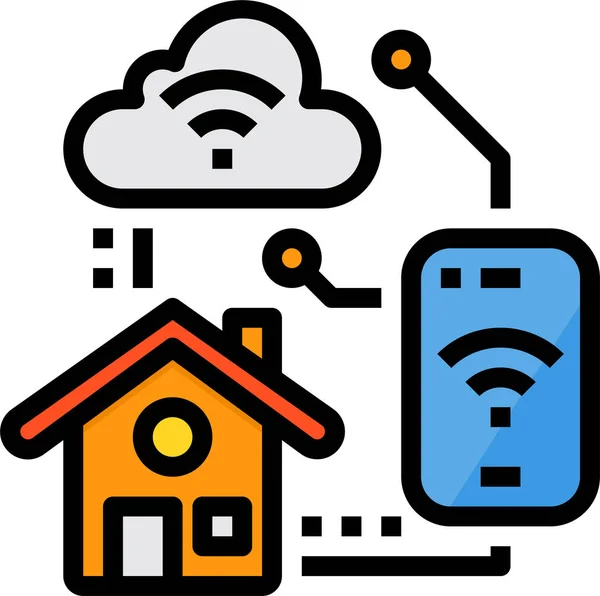 Cloud Kommunikation Home Icon Ausgefülltem Outline Stil — Stockvektor