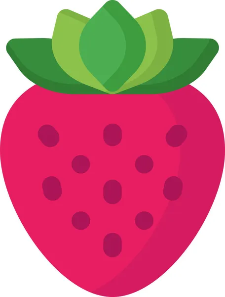 Erdbeer Dessert Ikone Flachen Stil — Stockvektor